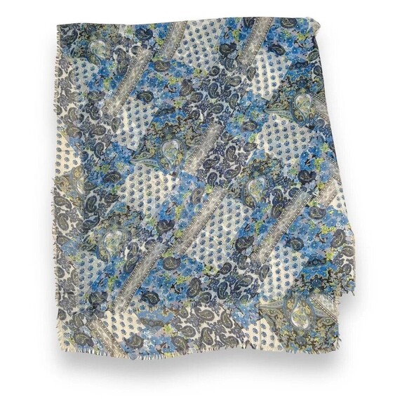 Blue Scarf 100% Viscosa Unisex Scarve Rectangular 32” X 77” - Picture 1 of 3